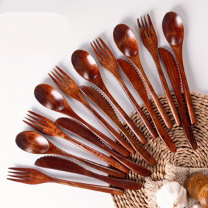 9pcs Japanese Handcrafted Wooden Cutlery Set